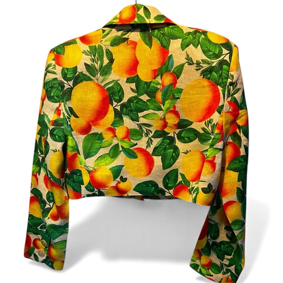 Farm Rio Tropical Citrus Orange Cropped Jacket Mini Skirt Set Iconic Print Sz S - Picture 4 of 15